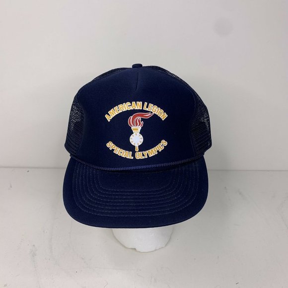 Vtg Madhatter American Legion Special Olympics Blue Snapback OSFA Trucker Hat - Picture 1 of 11